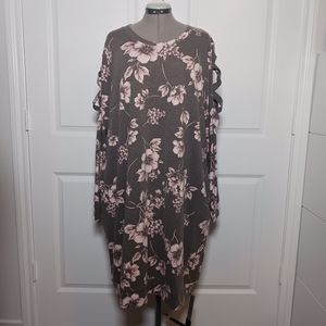 Lane Bryant Gray Floral Sweatshirt Dress